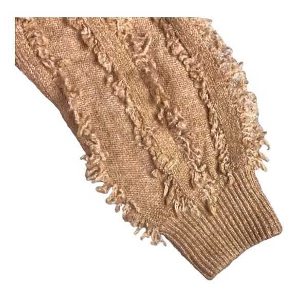 1.STATE Women’s Sweater XS Brown Crewneck Fringe Sleeve Pullover NWT - Picture 6 of 12